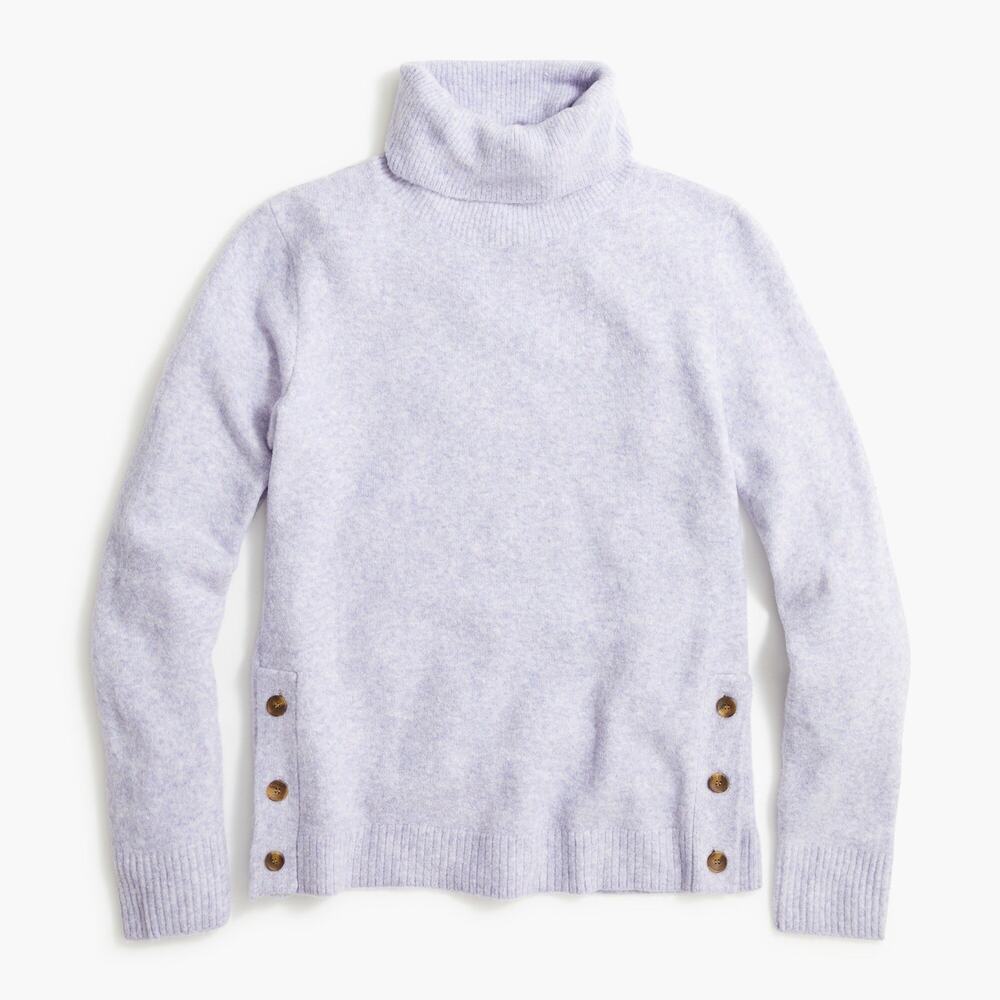 J. Crew | Purple Wool Blend Soft Turtleneck Button Detail Sweater Preppy Winter